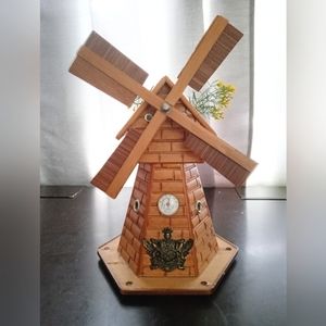 Vintage wooden windmill piggy bank wood